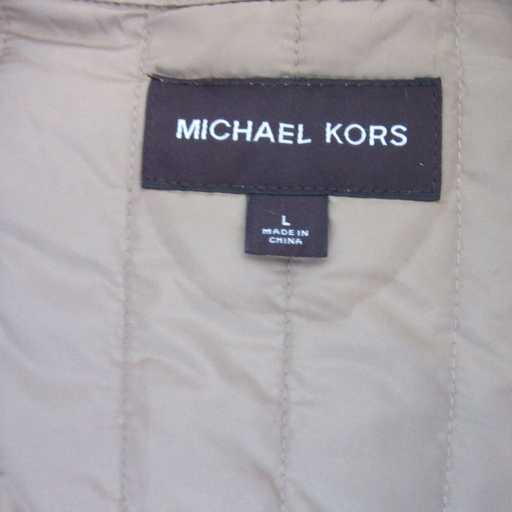 Michael Kors Tan Removable Vest Mock Neck Pockets Zip Long Sleeve Large Jacket - Picture 3 of 10